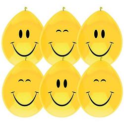 Foto van Ballonnen verjaardag smiley - geel - 18x stuks - 29 cm - ballonnen