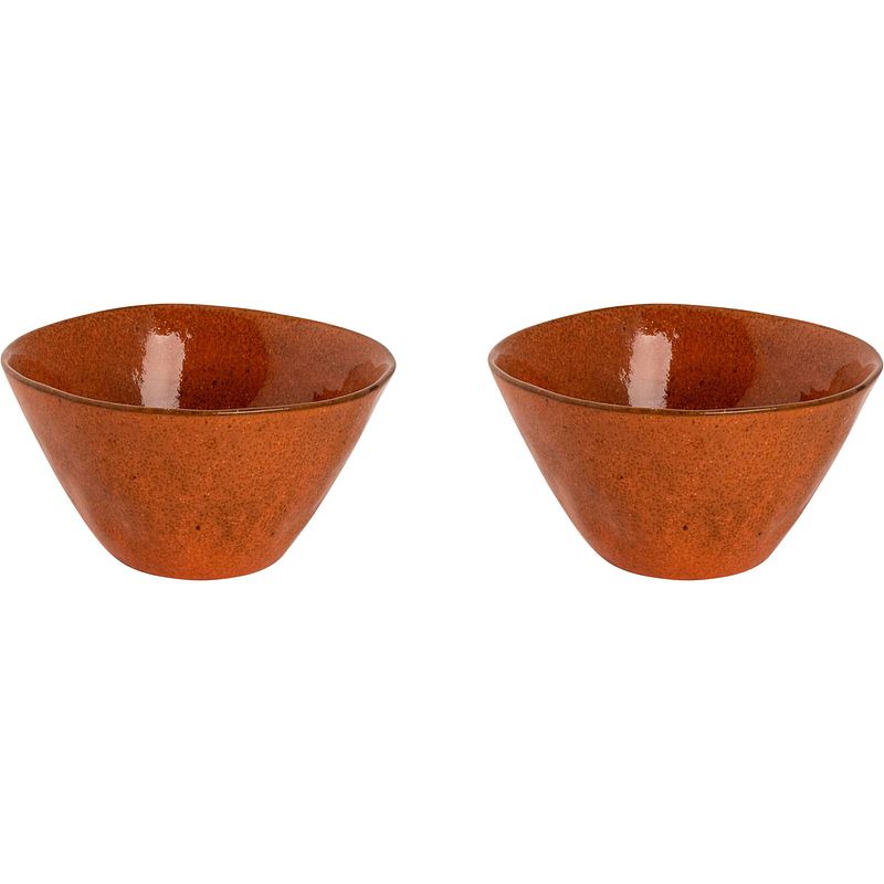 Foto van Palmer schaal rustique 15 cm 70 cl oranje stoneware 2 stuk(s)