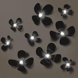 Foto van Walplus 3d decoratie sticker - 3d bloemen met 9 swarovski kristallen - zwart