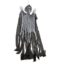 Foto van Halloween horror hangdecoratie spook/geest/skelet pop grijs 90 cm - halloween poppen
