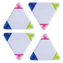 Foto van 4x stuks driehoek highlighter markeerstiften 9 cm - markeerstiften