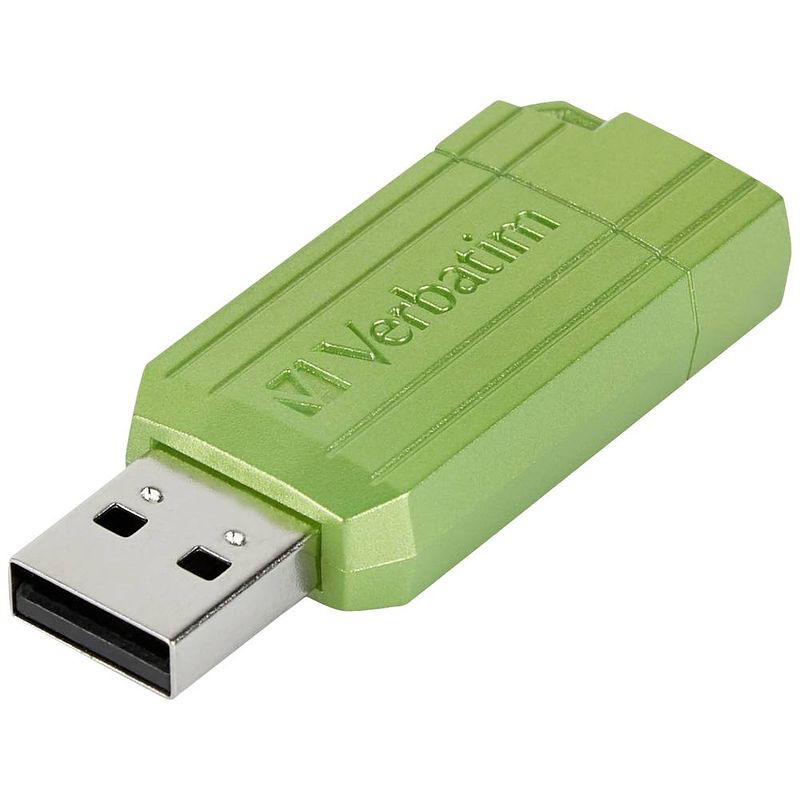 Foto van Verbatim usb drive 2.0 pinstripe 49462 usb-stick 128 gb usb 2.0 eucalyptus, groen