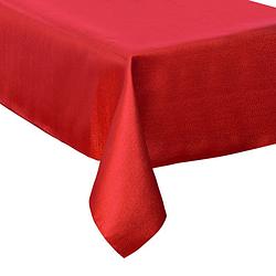 Foto van 2x stuks tafelkleden/tafellakens rood sparkling effect van polyester formaat 140 x 240 cm - tafellakens