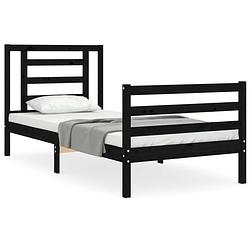 Foto van The living store bedframe grenenhouten - 205.5 x 105.5 x 100 cm - zwart