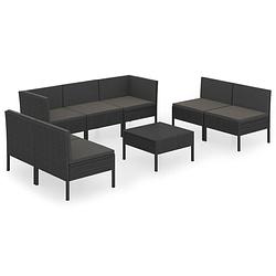 Foto van Vidaxl 8-delige loungeset met kussens poly rattan zwart