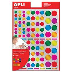 Foto van Apli kids stickers, cirkel, blister met 624 stuks in geassorteerde metallic kleuren en groottes