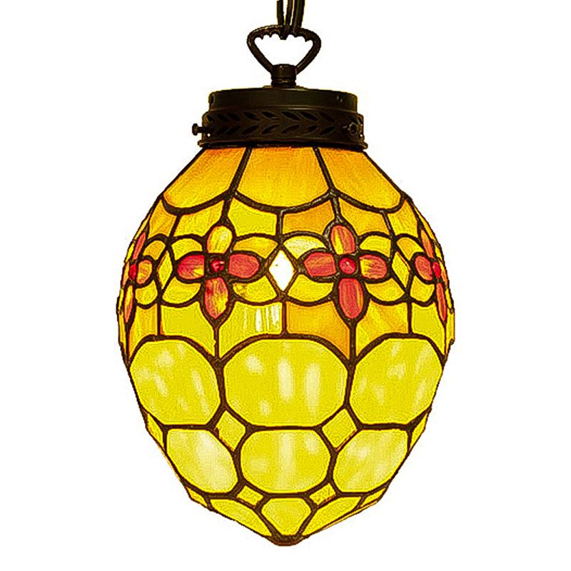 Foto van Haes deco - hanglamp tiffany ei geel ø 24x155 cm e14/max 1x40w