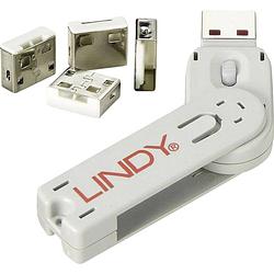 Foto van Lindy usb port lock + key usb-poortslot set van 4 stuks wit incl. 1 sleutel