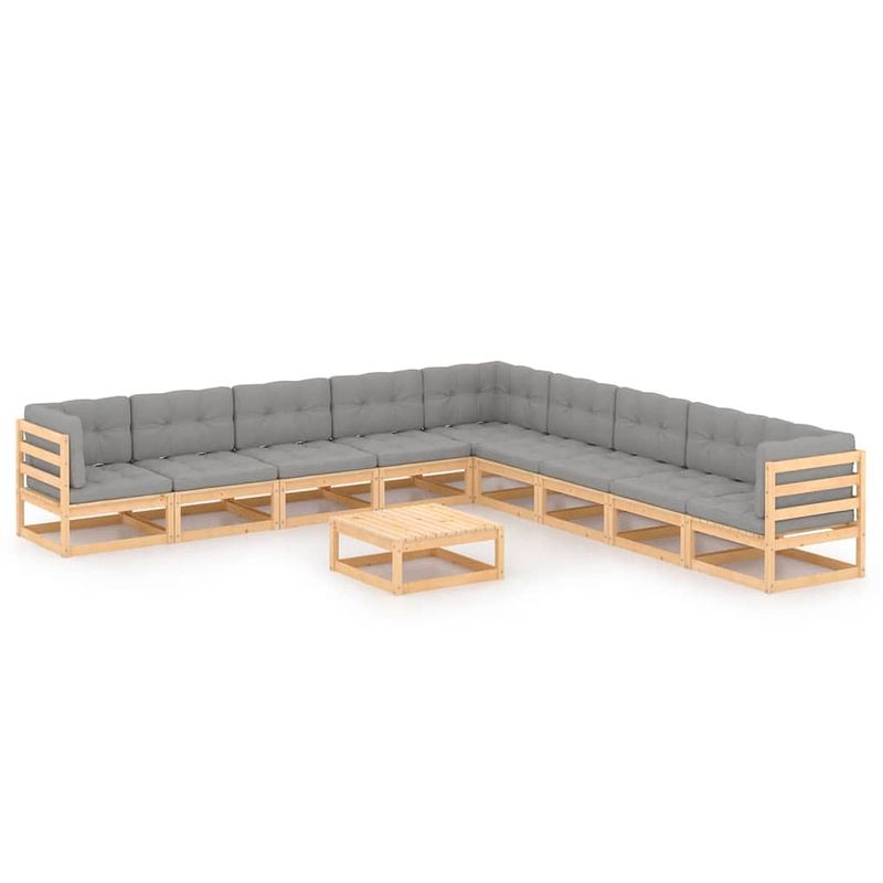 Foto van Vidaxl 10-delige loungeset met kussens massief grenenhout