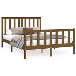 Foto van The living store bedframe grenenhout - klassiek - 205.5 x 146 x 101 cm - honingbruin