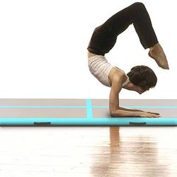 Foto van Infiori gymnastiekmat met pomp opblaasbaar 500x100x10 cm pvc groen