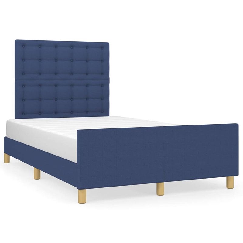 Foto van The living store bedframe - comfort - bedframes - 203 x 126 x 118/128 cm - blauw