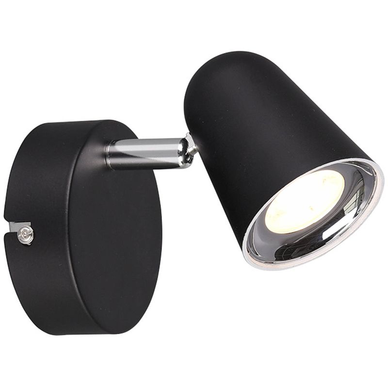 Foto van Led wandspot - trion toluno - 3w - warm wit 3000k - 1-lichts - rond - mat zwart - kunststof