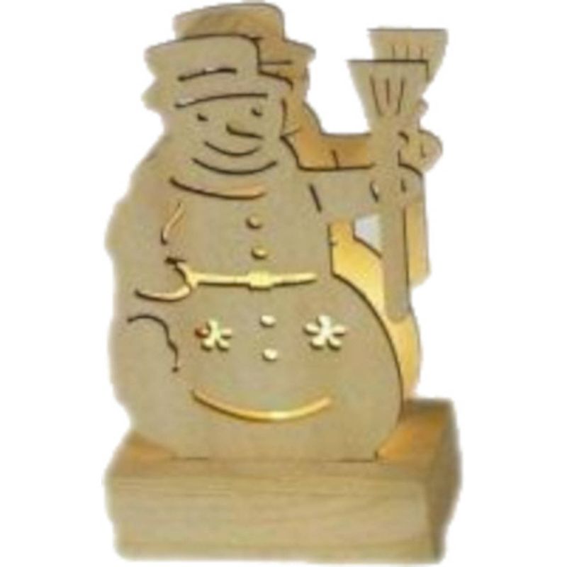 Foto van Peha kerstfiguur sneeuwpop led 10 x 8 x 4,2 cm hout naturel