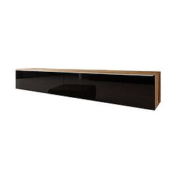 Foto van Meubella - tv-meubel dixon - zwart - eiken - 180 cm