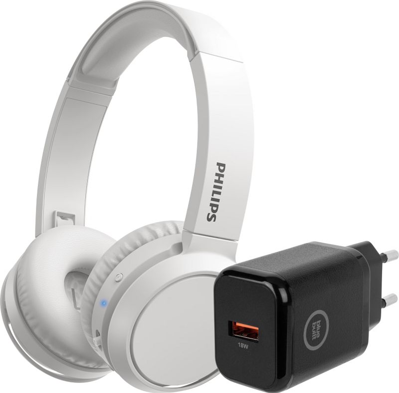 Foto van Philips tah4205 wit + bluebuilt quick charge oplader met usb