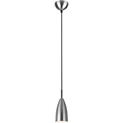 Foto van Led hanglamp - hangverlichting - trion farona - e14 fitting - 1-lichts - rond - mat nikkel - aluminium