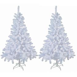 Foto van 2x stuks kunst kerstbomen/kunstbomen wit 90 cm - kunstkerstboom