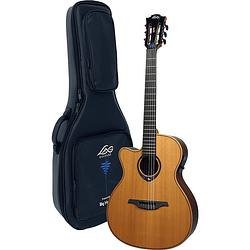 Foto van Lag guitars tramontane hyvibe 15 tnlhv15ace e/a linkshandige e/a klassieke gitaar met ingebouwd multi-effect