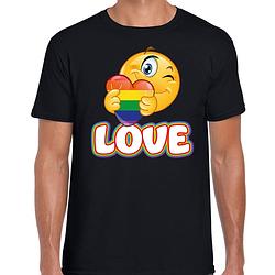 Foto van Bellatio decorations gay pride shirt - love - regenboog - heren - zwart 2xl - feestshirts