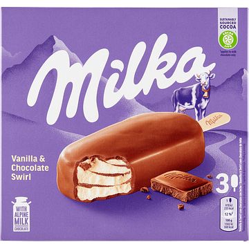 Foto van Milka vanilla & chocolate swirl 3 stuks 195g bij jumbo