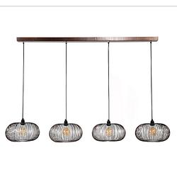 Foto van Anli style hanglamp 4x ø35 disk wire copper twist