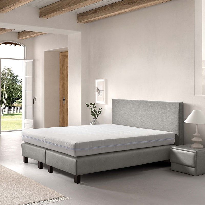 Foto van 2-persoons boxspring cloud chill - taupe & grijs & creme & antraciet & beige 160x210 cm - pocketvering - inclusief topper - dekbed-discounter.nl