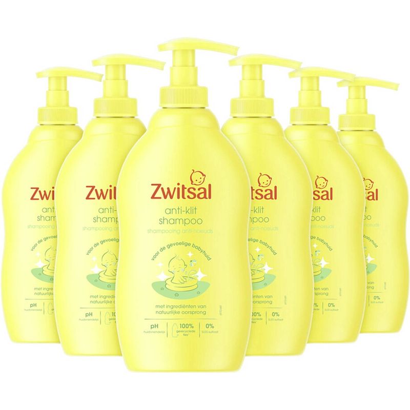 Foto van Baby shampoo - anti klit - met pompje - 6x 400ml - voordeelverpakking c