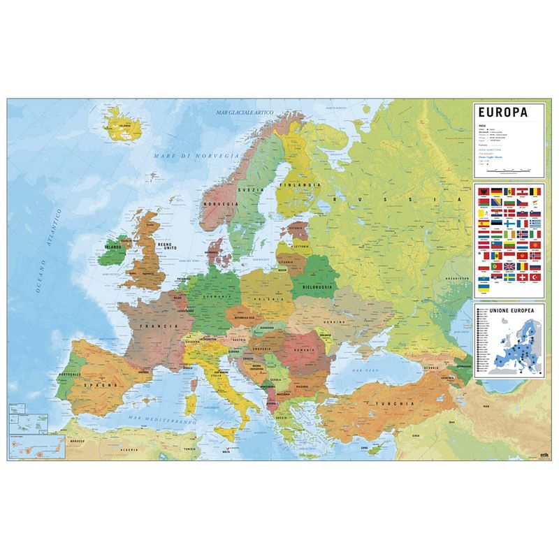 Foto van Grupo erik physical political map of europe ita poster 91,5x61cm