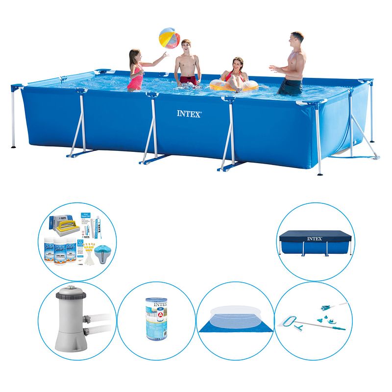 Foto van Intex frame pool rechthoekig 450x220x84 cm - zwembad met accessoires