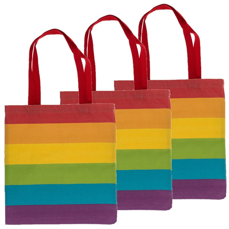 Foto van Draagtas - 5x - pride/regenboog thema kleuren - katoen - 35 x 40 cm - verkleedattributen