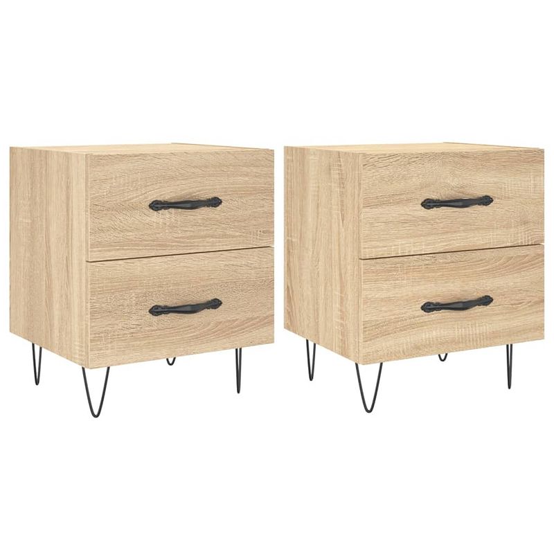 Foto van Vidaxl nachtkastjes 2 st 40x35x47,5 cm bewerkt hout sonoma eikenkleur