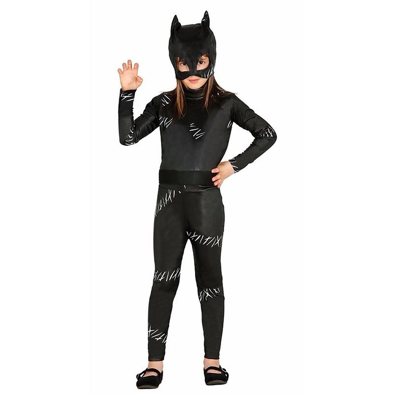 Foto van Halloween - zwarte kat/poes halloween catsuit voor meiden 10-12 jaar (140-152) - carnavalskostuums