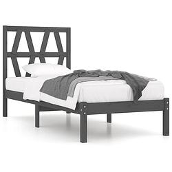 Foto van Vidaxl bedframe massief grenenhout grijs 100x200 cm