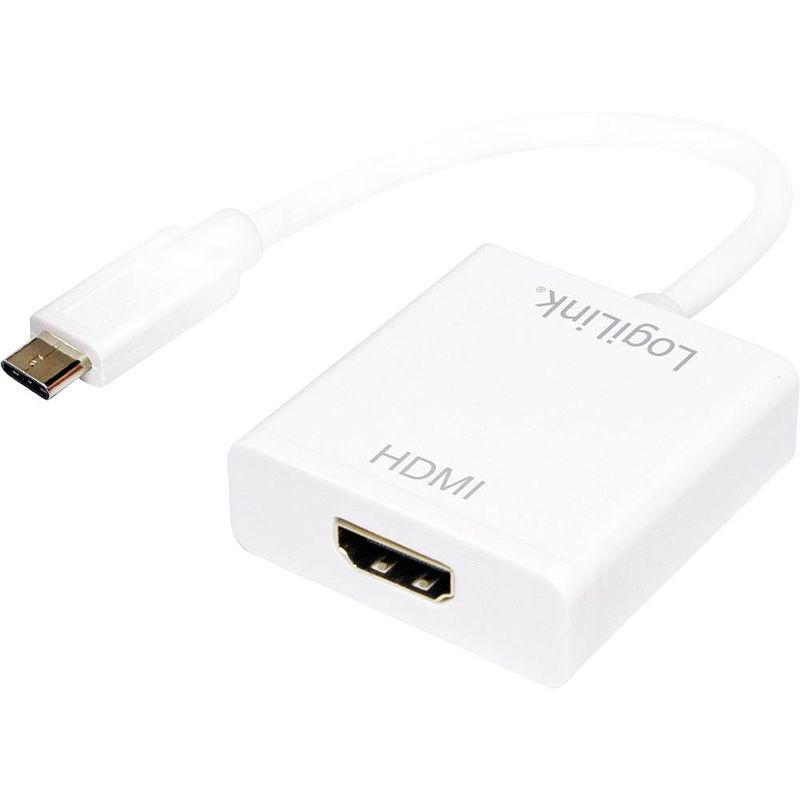 Foto van Logilink ua0236a hdmi adapter [1x usb 3.2 gen 2 stekker c (usb 3.1) - 1x hdmi-bus] wit 14.00 cm