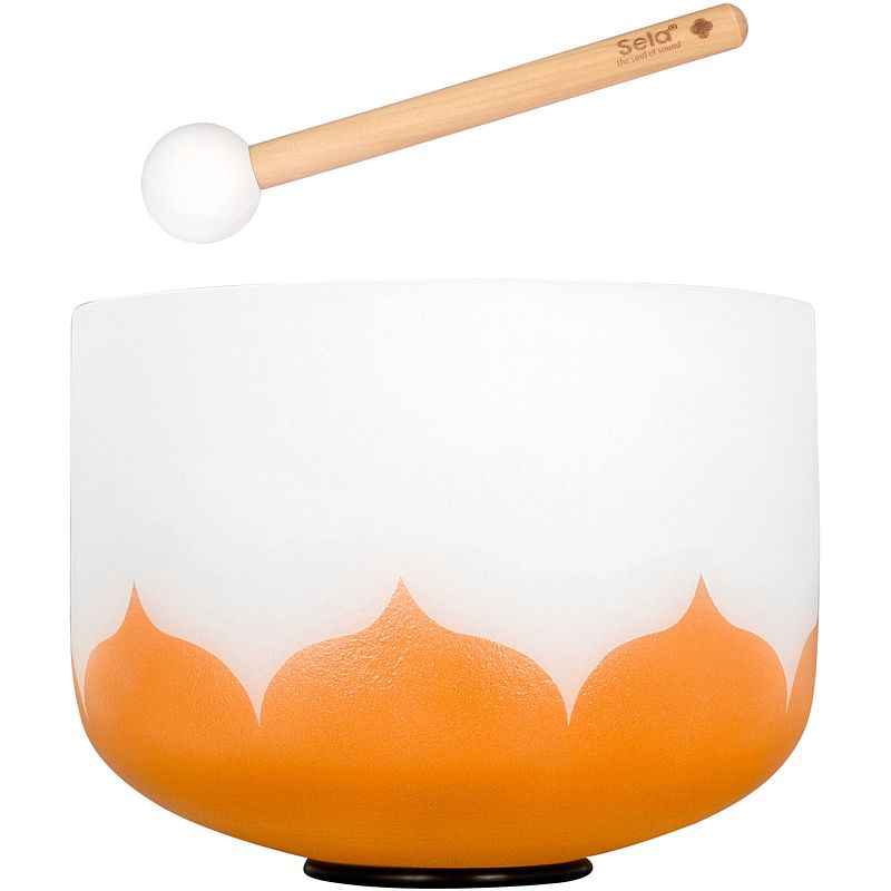 Foto van Sela 10" crystal singing bowl lotus 440 hz d orange (sacral) klankschaal