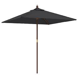 Foto van Vidaxl parasol met houten paal 198x198x231 cm zwart