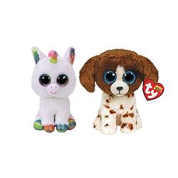 Foto van Ty - knuffel - beanie boo's - pixy unicorn & muddles dog