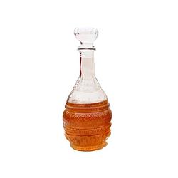 Foto van Glazen whisky water karaffe 1000ml - kristal kristalglas look whiskey fles whiskykaraf/whiskyfles met structuur