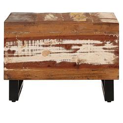 Foto van The living store salontafel retro - hout/gepoedercoat ijzer - 50x50x35 cm