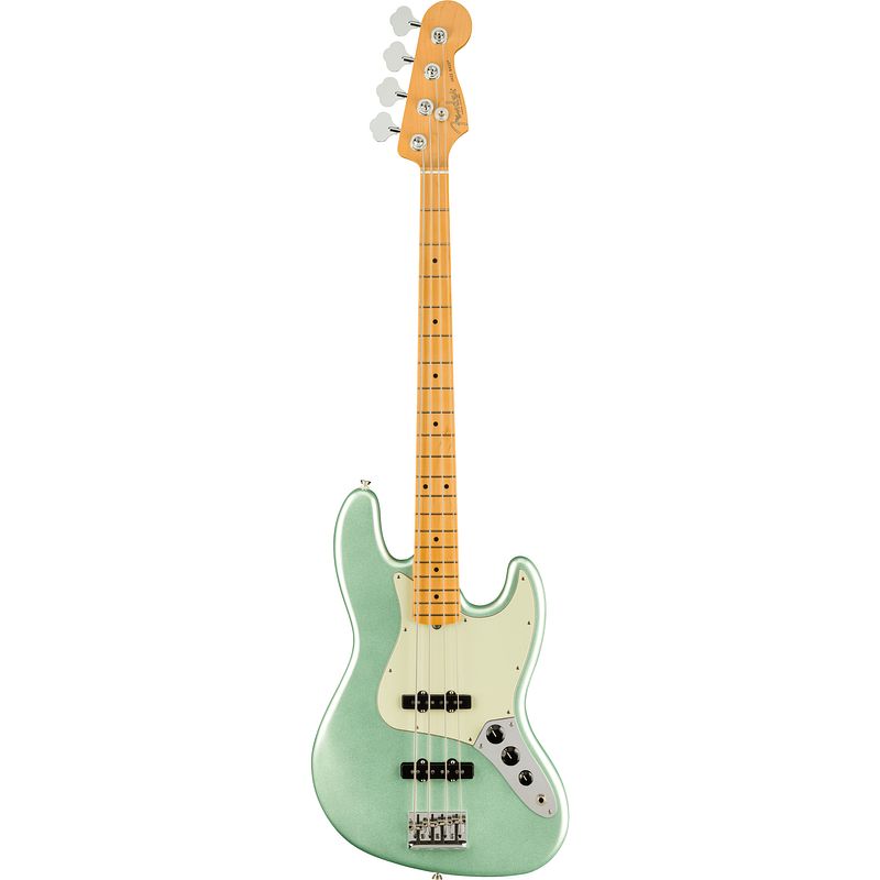 Foto van Fender american professional ii jazz bass mystic surf green mn elektrische basgitaar met koffer