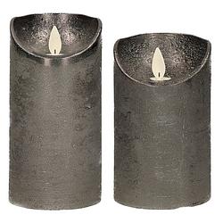 Foto van Set van 2x stuks antraciet grijze led kaarsen met bewegende vlam - led kaarsen