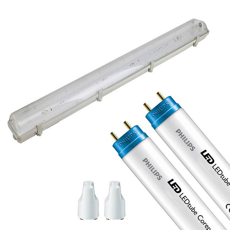 Foto van Led tl armatuur met t8 buis - aigi hari - 120cm dubbel - philips - corepro ledtube em 865 - 29w - helder/koud wit 6500k