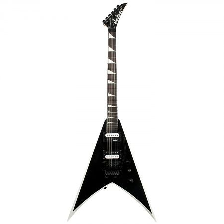 Foto van Jackson js32 king v floyd rose black w. white bevels