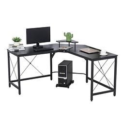 Foto van Hoekbureau - bureau - schrijftafel - computerbureau - bureautafel - opslagruimte - 150 x 150 x 76cm - zwart