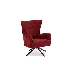 Foto van Bobby fauteuil met draaivoet rood, metaal zwart.