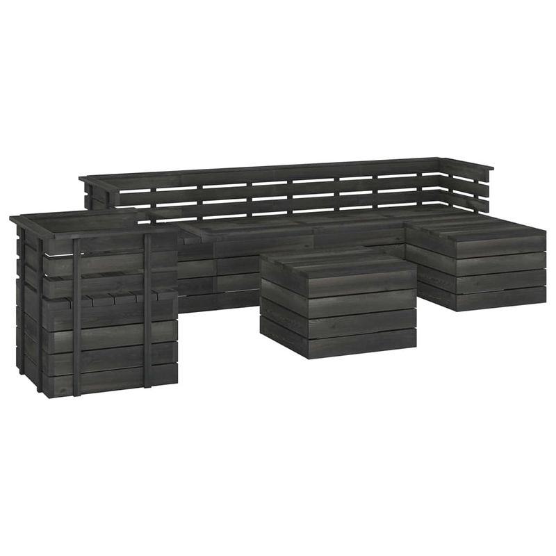 Foto van Vidaxl 7-delige loungeset pallet massief grenenhout donkergrijs