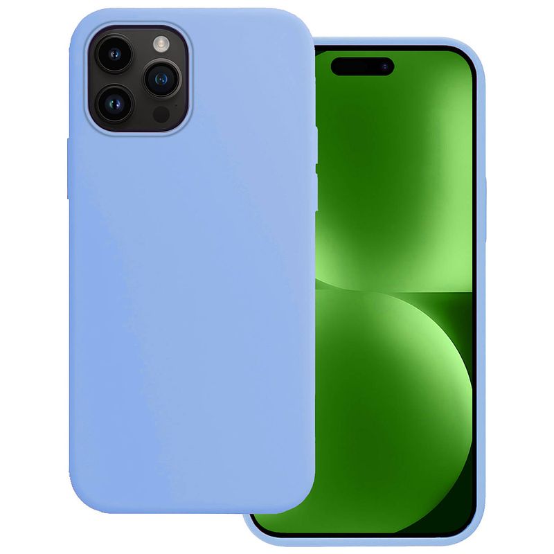 Foto van Basey iphone 15 pro hoesje siliconen back cover case - iphone 15 pro hoes silicone case hoesje - licht blauw - 2 stuks