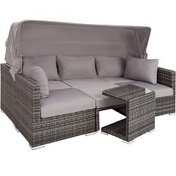 Foto van Tectake - wicker loungeset loungebank san marino - grijs - 403237