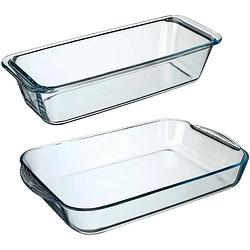 Foto van Ovenschalen set 2x formaten - glas - 40 x 25 cm/31 x 12 cm - ovenschalen